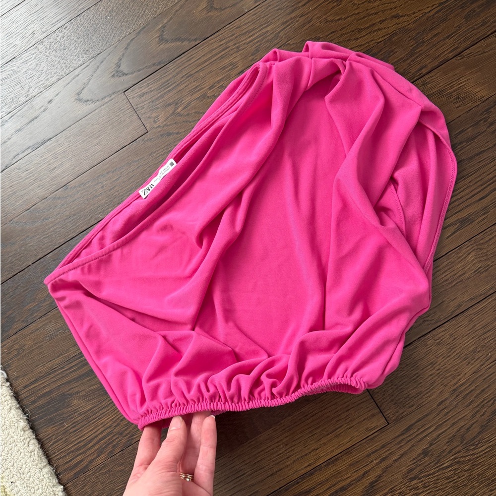 Zara One Shoulder Pink Crop Top